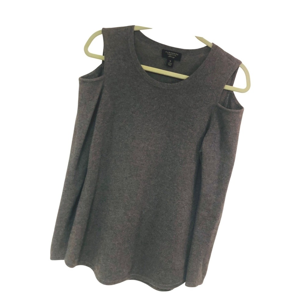 Charter Club Luxury 100% Cashmere Sweater Soft Girl Brown Open Shoulder Womens M